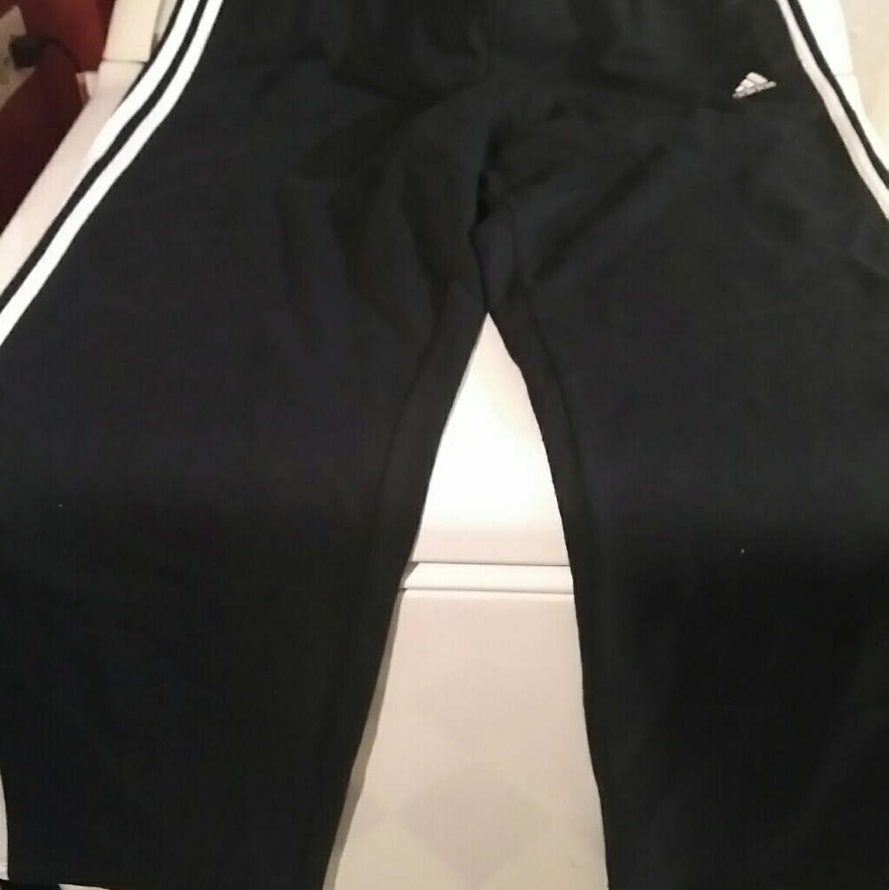 Adidas sweat jogging pants navy blue w/ stripes XL